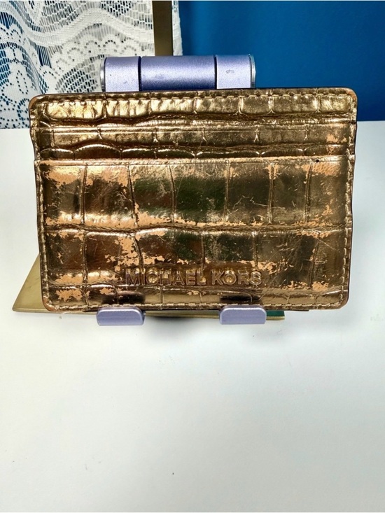 Michael Kors Handbags - Michael Kors Brown and Gold Signature Lined Card Holder